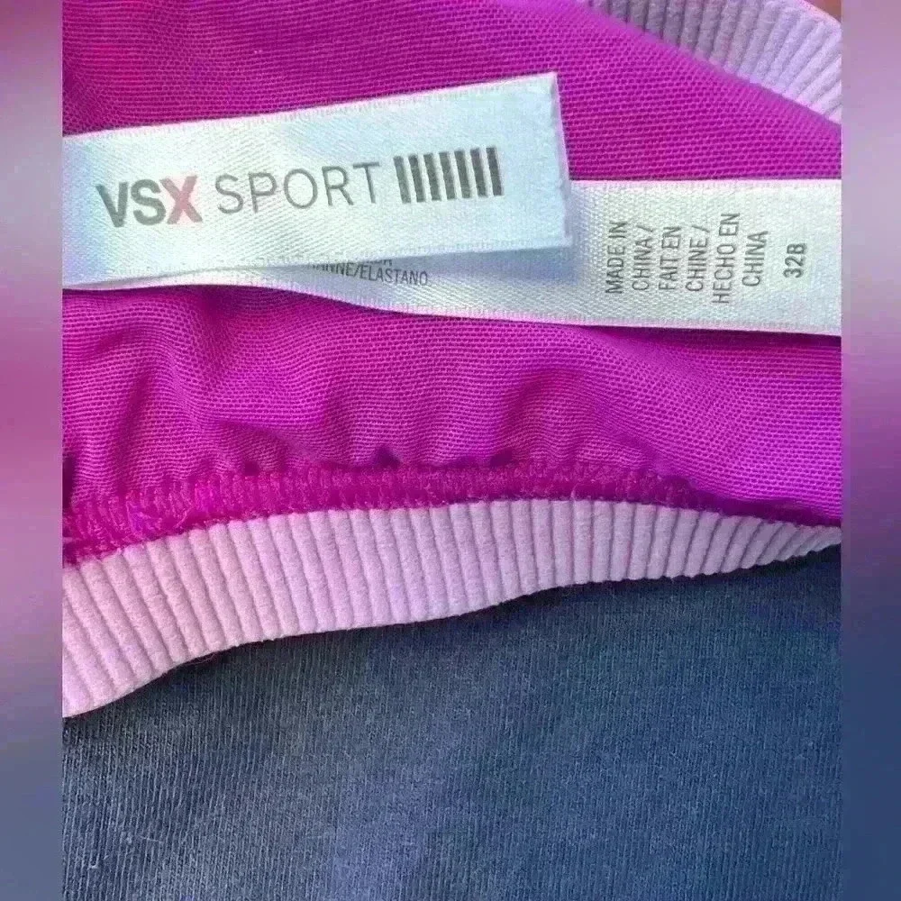 VSX Victoria Secret Sports Bra‎ 32B Y2K Vintage Retro Purple Teal Yoga